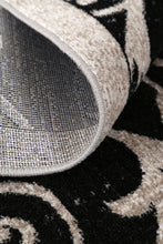 Oporto Rizhao Black & Cream Contemporary Soft Rug